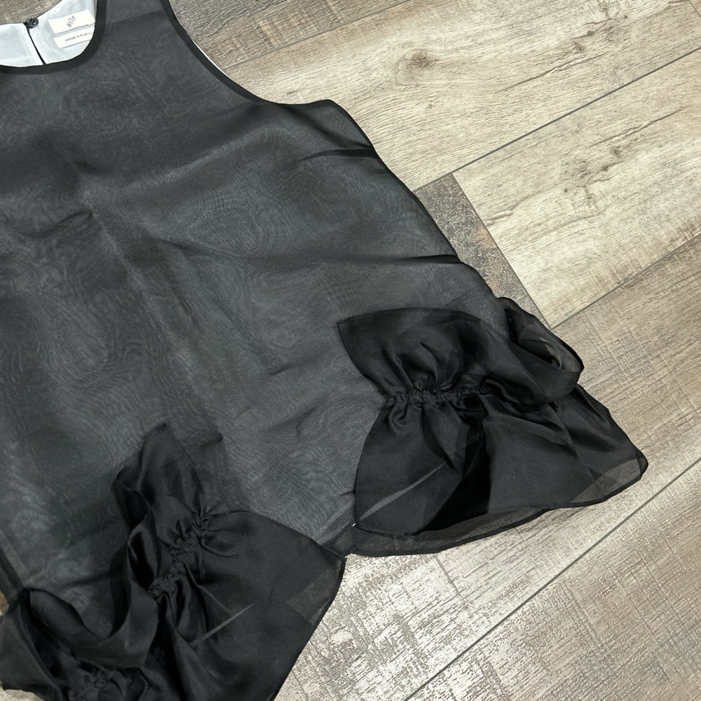 BITE STUDIOS ruffle frill silk organza top in black - Picture 5 of 8